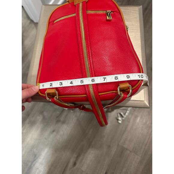 Valentina Red & Gold Leather Backpack Purse - Picture 10 of 12